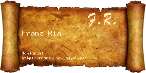 Franz Ria névjegykártya